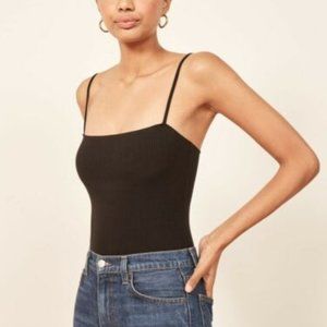 🚨FLASH SALE 20% OFF🚨Reformation Crystal Black Ribbed Bodysuit Size Medium